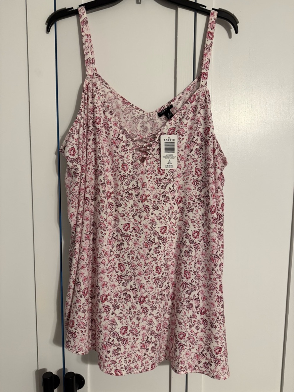 Torrid Pink Floral Lace-Up Cami Tank Top